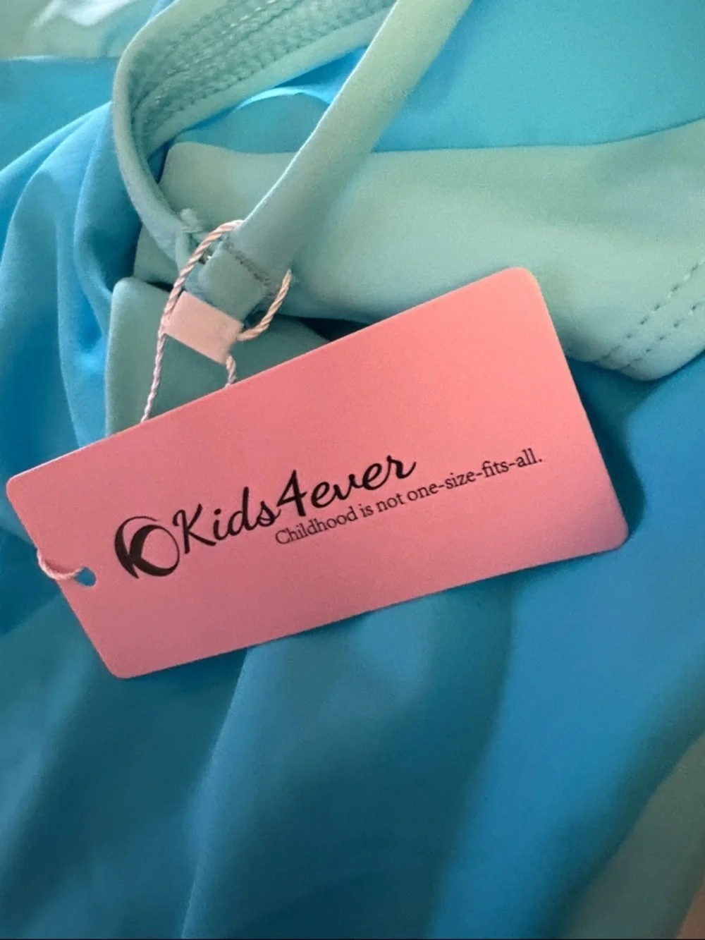 NWT-9-10 Girl Turquoise Adjustable Straps Color Block Padded Pool Beach Swimwear